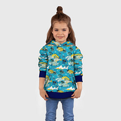 Толстовка-худи детская Морские рыбы пираты, цвет: 3D-синий — фото 2