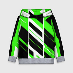 Толстовка-худи детская Black and green stripes on a white background, цвет: 3D-меланж