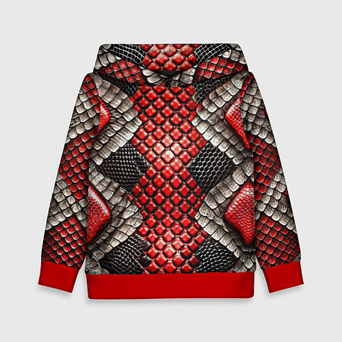 Детская толстовка Змеиная объемная текстурная красная шкура / 3D-Красный – фото 1