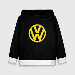 Толстовка-худи детская Volkswagen logo yellow, цвет: 3D-белый