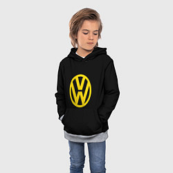 Толстовка-худи детская Volkswagen logo yellow, цвет: 3D-меланж — фото 2