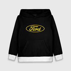 Толстовка-худи детская Ford logo yellow, цвет: 3D-белый