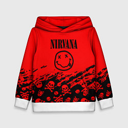 Толстовка-худи детская Nirvana rock skull, цвет: 3D-белый