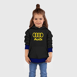 Толстовка-худи детская Audi logo yellow, цвет: 3D-синий — фото 2