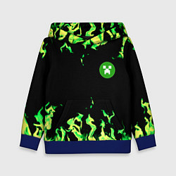 Толстовка-худи детская Minecraft green flame, цвет: 3D-синий