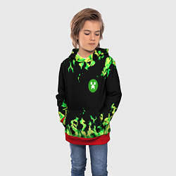 Толстовка-худи детская Minecraft green flame, цвет: 3D-красный — фото 2