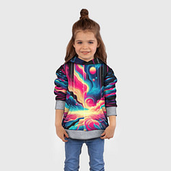 Толстовка-худи детская Neon space fantasy - ai art, цвет: 3D-меланж — фото 2