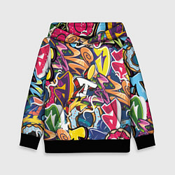 Толстовка-худи детская Буква т в граффити, цвет: 3D-черный