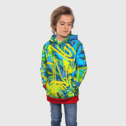 Толстовка-худи детская Желто-зеленое граффити, цвет: 3D-красный — фото 2