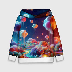 Толстовка-худи детская Planet chupa chups - neon glow, цвет: 3D-белый