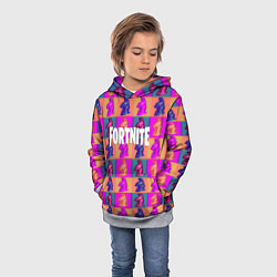 Толстовка-худи детская Fortnite logo pattern game, цвет: 3D-меланж — фото 2