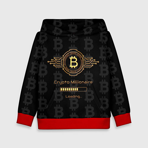 Детская толстовка Биткоин миллионер - золотой / 3D-Красный – фото 1