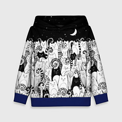 Толстовка-худи детская Коты с креативными хвостами, цвет: 3D-синий