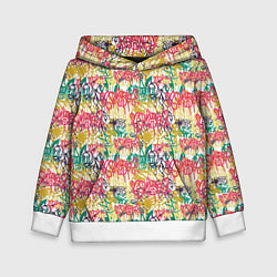 Толстовка-худи детская Граффити с подтёками, цвет: 3D-белый