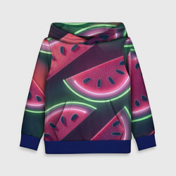 Толстовка-худи детская Дольки арбуза неон, цвет: 3D-синий