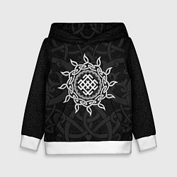 Толстовка-худи детская Символика белобога в орнаменте, цвет: 3D-белый