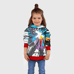 Толстовка-худи детская Кляксы краски - абстракция, цвет: 3D-красный — фото 2