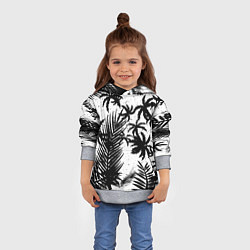 Толстовка-худи детская Чёрно белые пальмы, цвет: 3D-меланж — фото 2