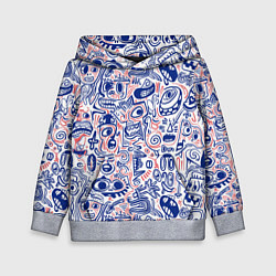 Толстовка-худи детская Рожицы с узорами, цвет: 3D-меланж