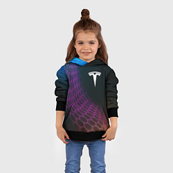 Толстовка-худи детская Tesla neon hexagon, цвет: 3D-черный — фото 2