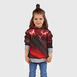 Толстовка-худи детская Яркая красная объемная абстракция, цвет: 3D-меланж — фото 2