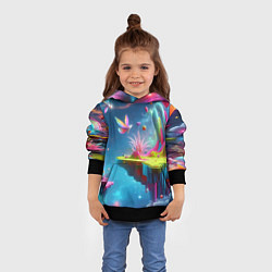 Толстовка-худи детская Космическая фантазия - нейросеть, цвет: 3D-черный — фото 2