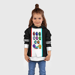 Толстовка-худи детская Among us line, цвет: 3D-белый — фото 2