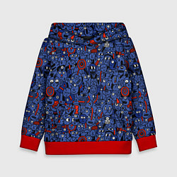 Толстовка-худи детская Человечки панки, цвет: 3D-красный