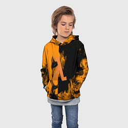 Толстовка-худи детская Half life fire orange, цвет: 3D-меланж — фото 2