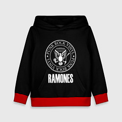 Толстовка-худи детская Ramones rock logo, цвет: 3D-красный