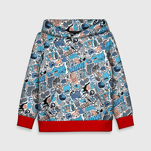 Детская толстовка Дудл животные и монстры / 3D-Красный – фото 1