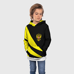 Толстовка-худи детская Россия текстура жёлтый, цвет: 3D-белый — фото 2