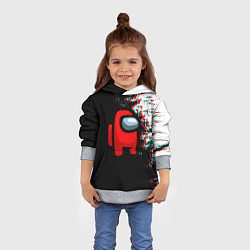 Толстовка-худи детская Among us краски глитч, цвет: 3D-меланж — фото 2