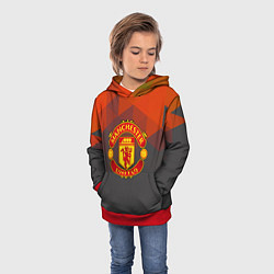 Толстовка-худи детская Манчестер Юнайтед полигональный красный, цвет: 3D-красный — фото 2