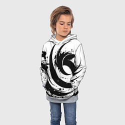 Толстовка-худи детская Ai art black and white abstraction, цвет: 3D-меланж — фото 2