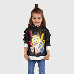 Толстовка-худи детская Медуза не умеет плавать в ночи - Кано Яманоути, цвет: 3D-белый — фото 2