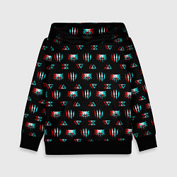 Толстовка-худи детская Ведьмак глитч логотипы, цвет: 3D-черный