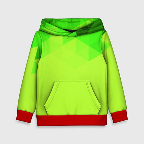Детская толстовка Кислотная геометрия лайм / 3D-Красный – фото 1