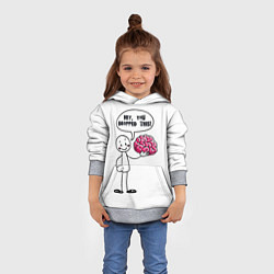 Толстовка-худи детская Мем с человечком - выпал мозг, цвет: 3D-меланж — фото 2