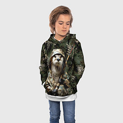 Толстовка-худи детская Выдра на рыбалке, цвет: 3D-белый — фото 2