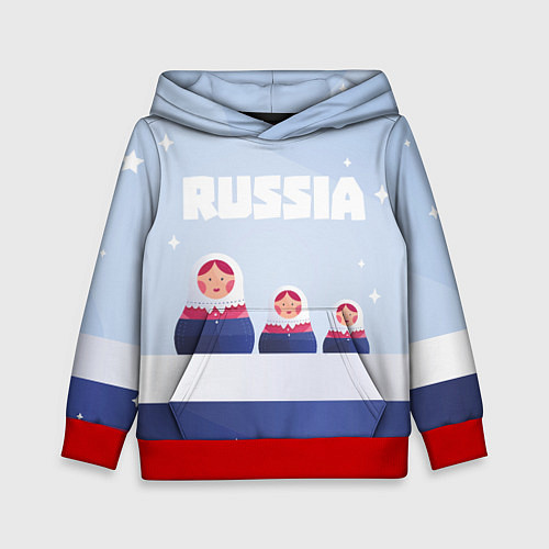Детская толстовка Флаг России и матрешки / 3D-Красный – фото 1