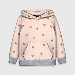 Толстовка-худи детская Разбросанные сердца - паттерн, цвет: 3D-меланж
