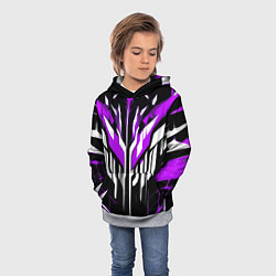 Толстовка-худи детская Purple and white abstraction on a black background, цвет: 3D-меланж — фото 2