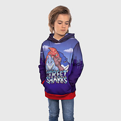 Толстовка-худи детская Street sharks - Городские Уличные Акулы, цвет: 3D-красный — фото 2