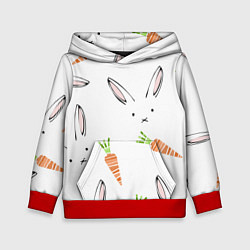 Толстовка-худи детская Морковный зая, цвет: 3D-красный