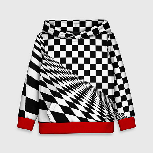 Детская толстовка Шахматная психоделика иллюзия / 3D-Красный – фото 1