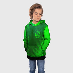 Толстовка-худи детская Volkswagen - green gradient вертикально, цвет: 3D-черный — фото 2