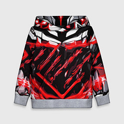 Толстовка-худи детская Red and white abstraction on a black background, цвет: 3D-меланж