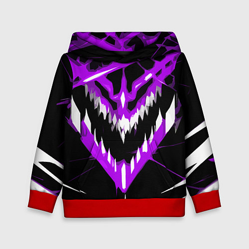 Детская толстовка Фиолетово-белая пасть на чёрном фоне / 3D-Красный – фото 1