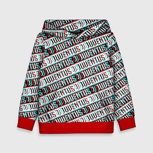 Детская толстовка Ювентус глитч паттерн / 3D-Красный – фото 1